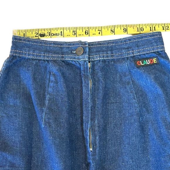 Vintage Claude Women's Back & Mid Slit Midi A-line Denim Skirt Blue Size 7/8 - Picture 12 of 16